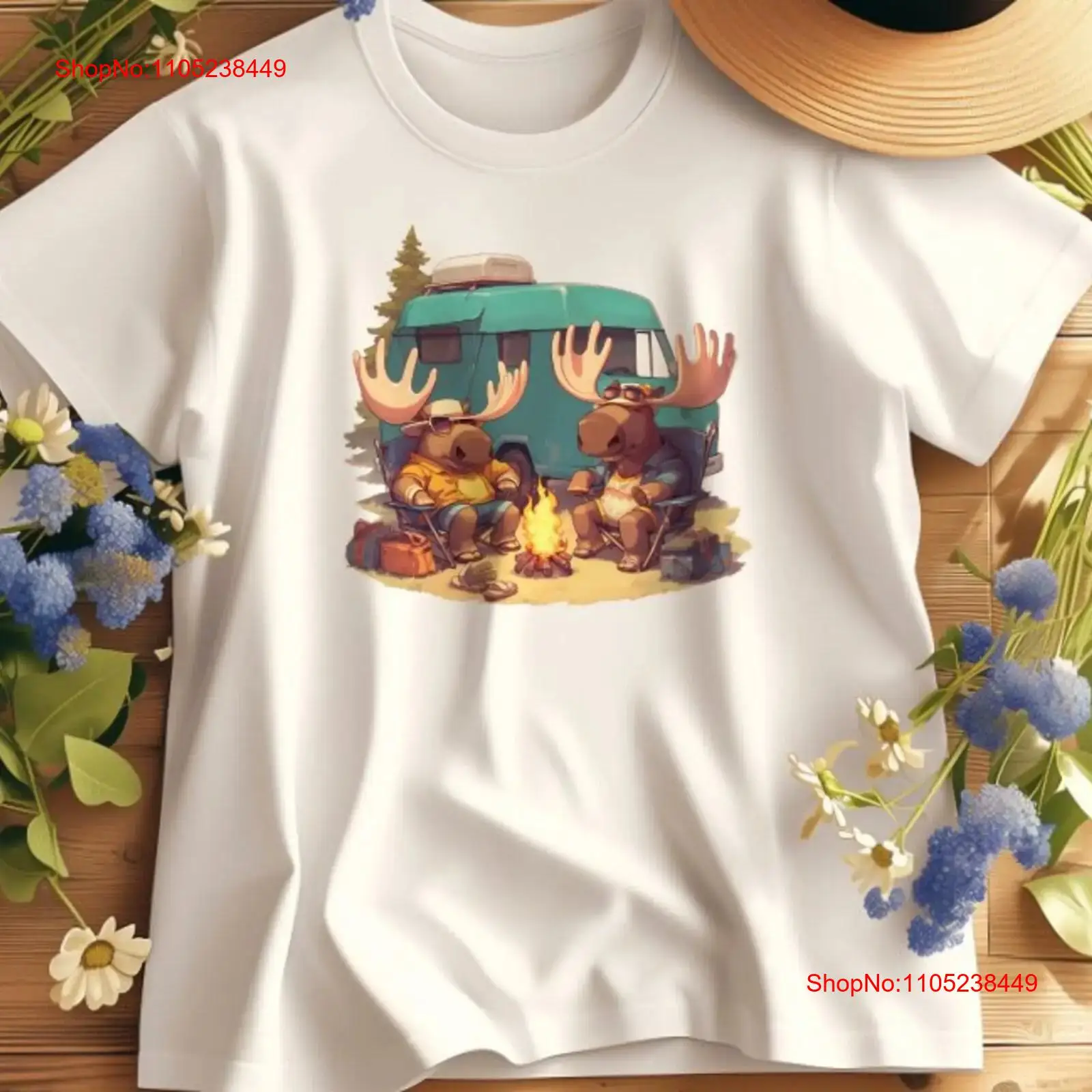 Moose Camping at Campfire T Sh - огляд і ціна Outdoor Adventure At